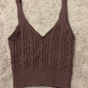 Streetwear Society Chocolate V-Neck Cable Knit Sweater